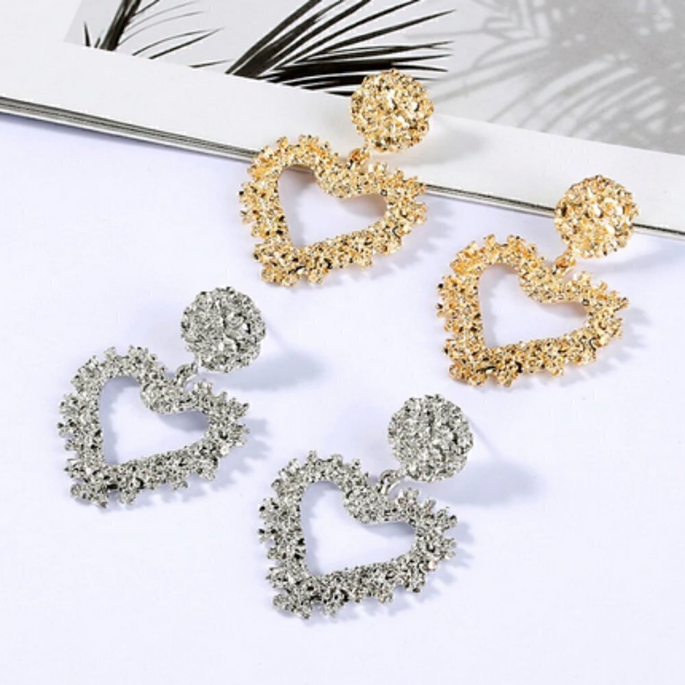 Fashion heart shape metal earrings jewelry